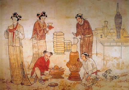 说明: 说明: 12、宣化辽墓壁画《备茶图》