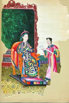 镶嵌在屏风上的西洋钟